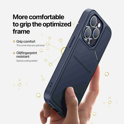 For iPhone 14 Pro Max DUX DUCIS Rafi II Series MagSafe Magnetic Holder RFID Phone Case(Blue) by DUX DUCIS