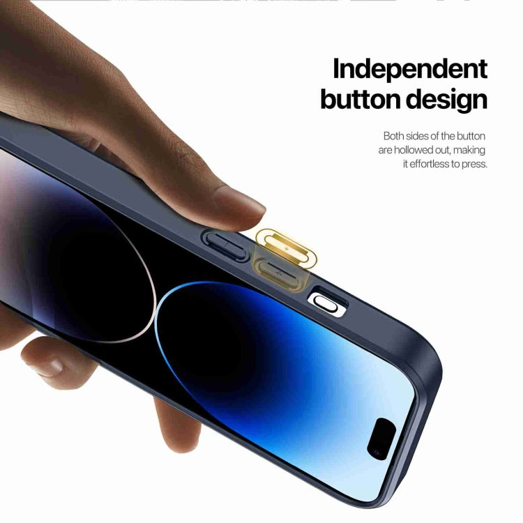 For iPhone 14 Pro Max DUX DUCIS Rafi II Series MagSafe Magnetic Holder RFID Phone Case(Blue) by DUX DUCIS