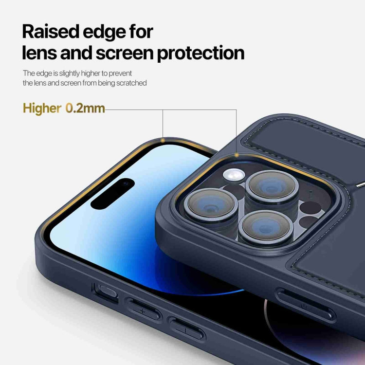 For iPhone 14 Pro Max DUX DUCIS Rafi II Series MagSafe Magnetic Holder RFID Phone Case(Blue) by DUX DUCIS