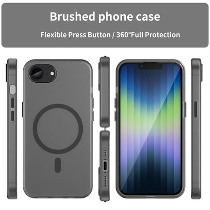 For iPhone 16e MagSafe Frosted Translucent TPU + PC Full Coverage Phone Case(Black) by bashfashion