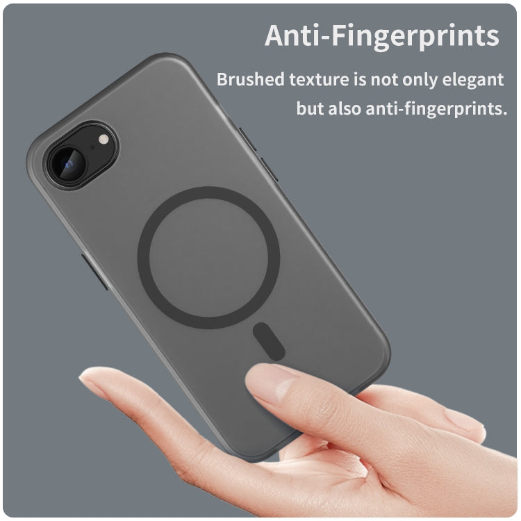 For iPhone 16e MagSafe Frosted Translucent TPU + PC Full Coverage Phone Case(Black) by bashfashion
