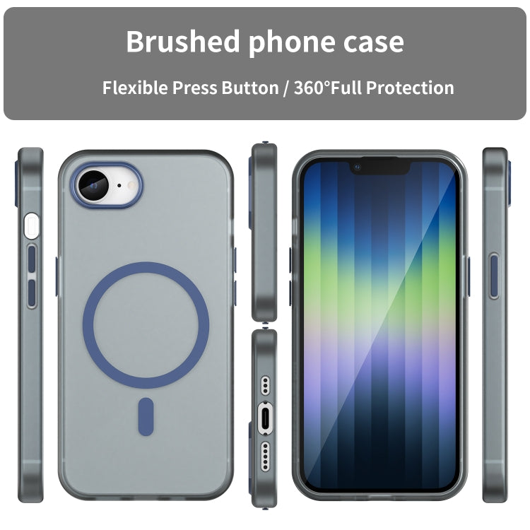 For iPhone 16e MagSafe Frosted Translucent TPU + PC Full Coverage Phone Case(Dark Blue) by bashfashion
