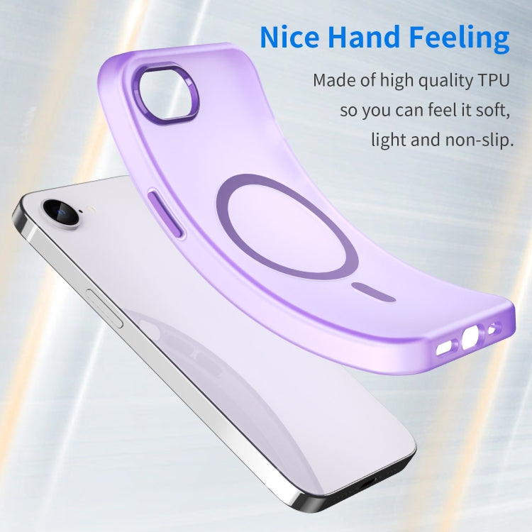 For iPhone 16e MagSafe Frosted Translucent TPU + PC Full Coverage Phone Case(Dark Purple) by bashfashion