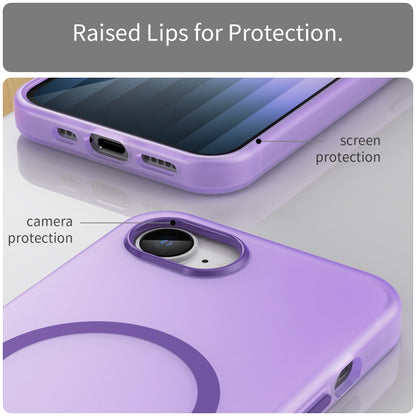 For iPhone 16e MagSafe Frosted Translucent TPU + PC Full Coverage Phone Case(Dark Purple) by bashfashion