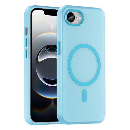 For iPhone 16e MagSafe Frosted Translucent TPU + PC Full Coverage Phone Case(Blue) by bashfashion
