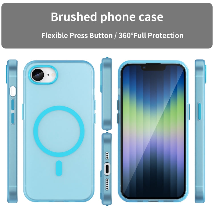 For iPhone 16e MagSafe Frosted Translucent TPU + PC Full Coverage Phone Case(Blue) by bashfashion