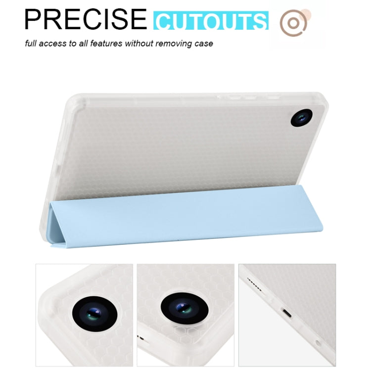 For Samsung Galaxy Tab A9+ X210 3-fold Clear Honeycomb TPU Leather Tablet Case with Pen Slot(Ice Blue) by bashfashion