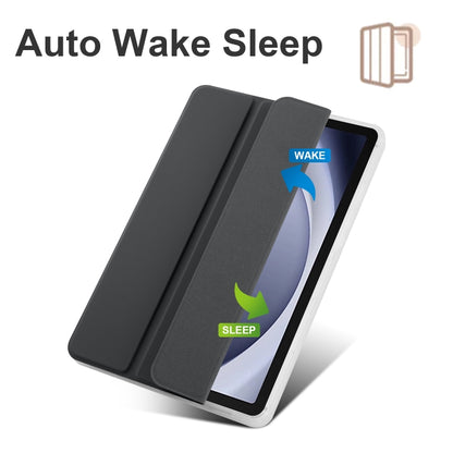 For Samsung Galaxy Tab A9+ X210 3-fold Clear Honeycomb TPU Leather Tablet Case with Pen Slot(Black) by bashfashion