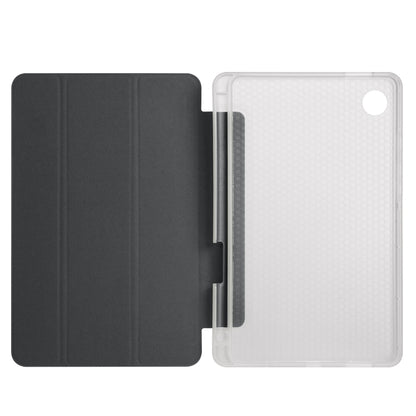 For Samsung Galaxy Tab A9+ X210 3-fold Clear Honeycomb TPU Leather Tablet Case with Pen Slot(Black) by bashfashion