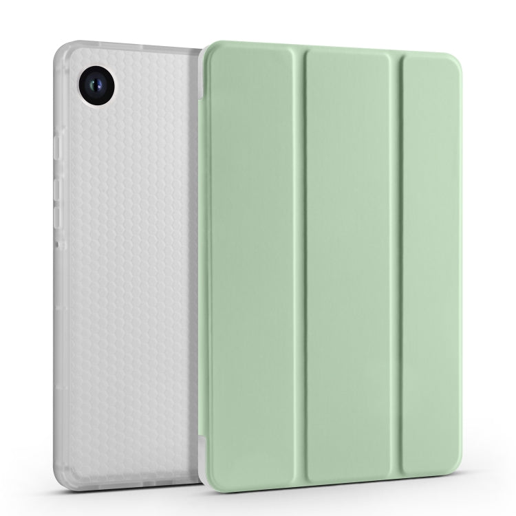 For Samsung Galaxy Tab A9+ X210 3-fold Clear Honeycomb TPU Leather Tablet Case with Pen Slot(Green) by bashfashion