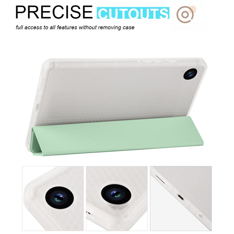 For Samsung Galaxy Tab A9+ X210 3-fold Clear Honeycomb TPU Leather Tablet Case with Pen Slot(Green) by bashfashion