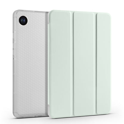 For Samsung Galaxy Tab A9+ X210 3-fold Clear Honeycomb TPU Leather Tablet Case with Pen Slot(Light Green) by bashfashion