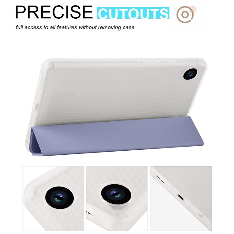 For Samsung Galaxy Tab A9+ X210 3-fold Clear Honeycomb TPU Leather Tablet Case with Pen Slot(Lavender Purple) by bashfashion