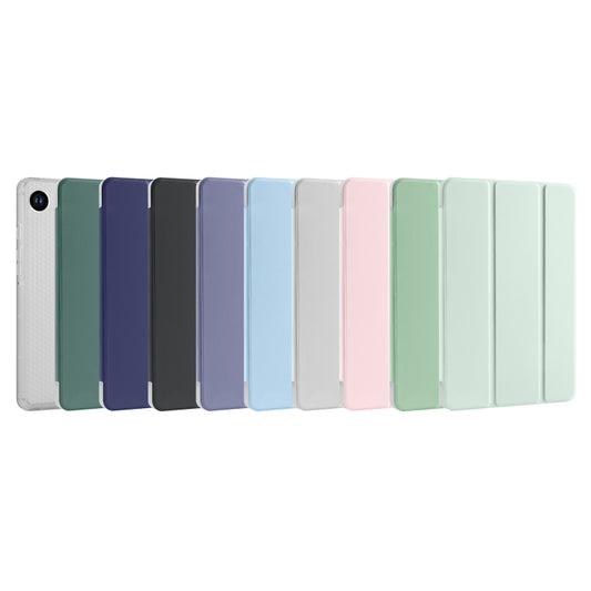 For Samsung Galaxy Tab A11 / A9 3-fold Clear Honeycomb TPU Leather Tablet Case with Pen Slot(Dark Green) by bashfashion