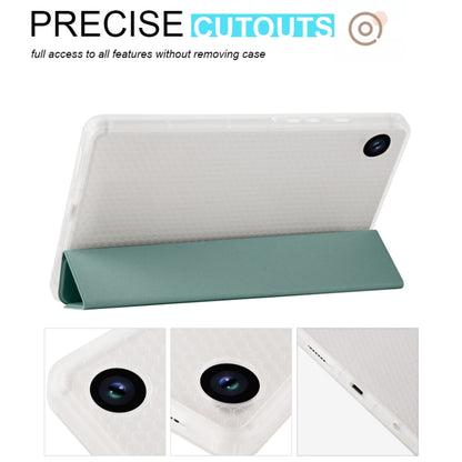 For Samsung Galaxy Tab A11 / A9 3-fold Clear Honeycomb TPU Leather Tablet Case with Pen Slot(Dark Green) by bashfashion