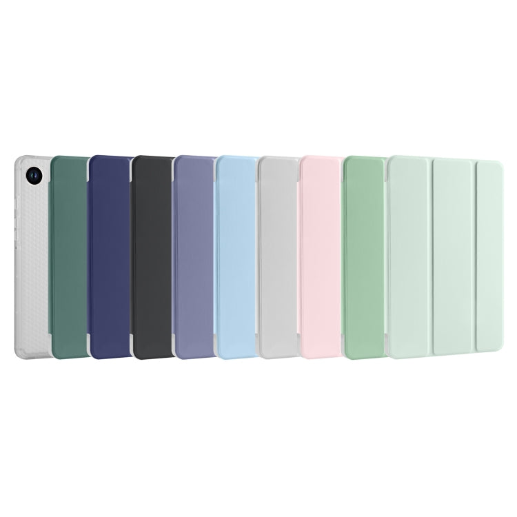 For Samsung Galaxy Tab A11 / A9 3-fold Clear Honeycomb TPU Leather Tablet Case with Pen Slot(Sand Pink) by bashfashion