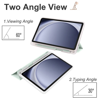 For Samsung Galaxy Tab A11 / A9 3-fold Clear Honeycomb TPU Leather Tablet Case with Pen Slot(Dark Blue) by bashfashion