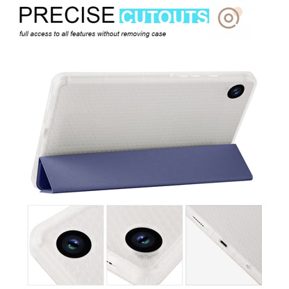 For Samsung Galaxy Tab A11 / A9 3-fold Clear Honeycomb TPU Leather Tablet Case with Pen Slot(Dark Blue) by bashfashion