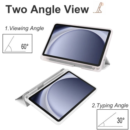 For Samsung Galaxy Tab A11 / A9 3-fold Clear Honeycomb TPU Leather Tablet Case with Pen Slot(Grey) by bashfashion