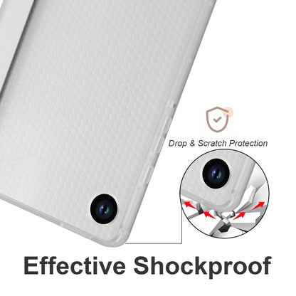 For Samsung Galaxy Tab A11 / A9 3-fold Clear Honeycomb TPU Leather Tablet Case with Pen Slot(Grey) by bashfashion