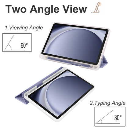 For Samsung Galaxy Tab A11 / A9 3-fold Clear Honeycomb TPU Leather Tablet Case with Pen Slot(Lavender Purple) by bashfashion