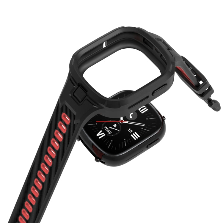 For Honor Watch 4 Two Color Integrated TPU Watch Band(Black Red) by bashfashion