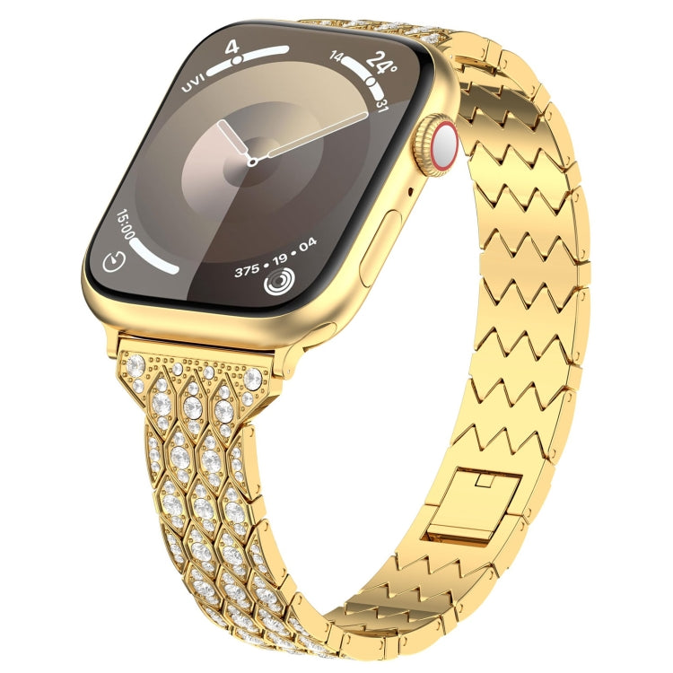 For Apple Watch Series 9 45mm Devil Eye Diamond Bracelet Metal Watch Band(Gold) by bashfashion
