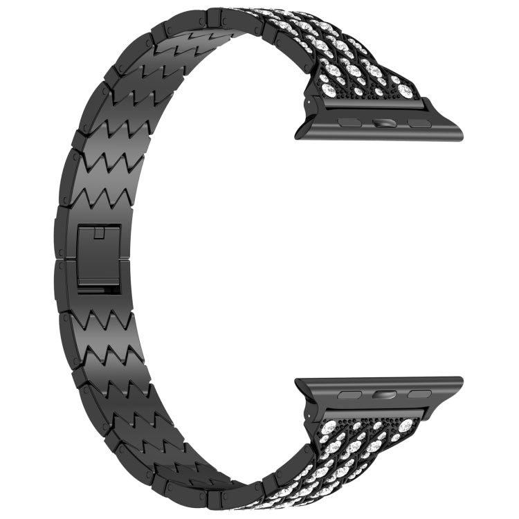 For Apple Watch Series 8 45mm Devil Eye Diamond Bracelet Metal Watch Band(Black) by bashfashion