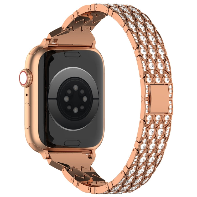 For Apple Watch Series 4 44mm Devil Eye Diamond Bracelet Metal Watch Band(Rose Gold) by bashfashion