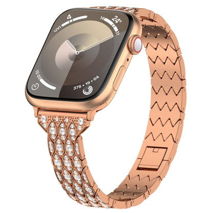 For Apple Watch Series 3 42mm Devil Eye Diamond Bracelet Metal Watch Band(Rose Gold) by bashfashion