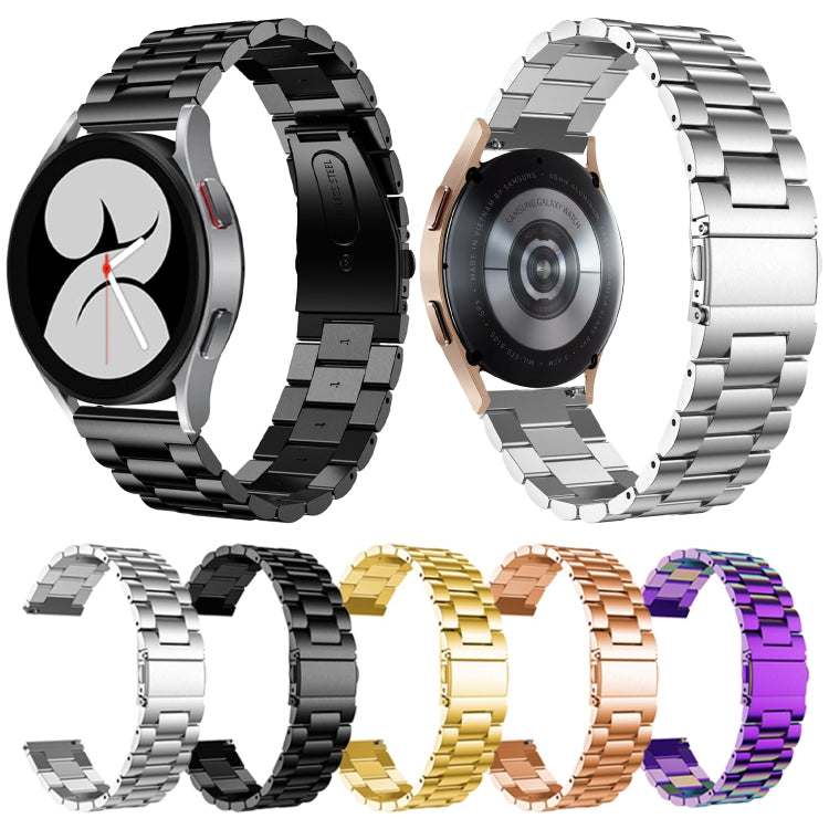 For Samsung Galaxy Watch6 / 6 Classic Flat Head Three-bead Stainless Steel Watch Band(Gold) by bashfashion