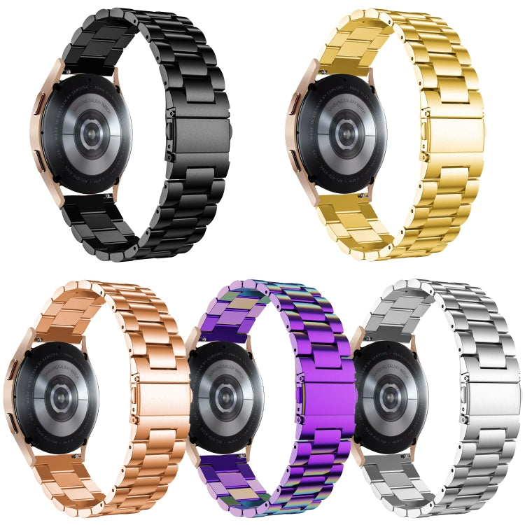 For Samsung Galaxy Watch6 / 6 Classic Flat Head Three-bead Stainless Steel Watch Band(Rose Gold) by bashfashion