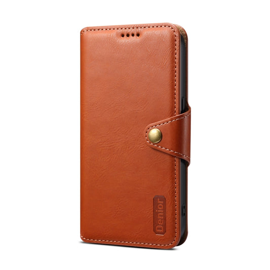 For iPhone 15 Pro Denior Cowhide Texture Wallet Style Leather Phone Case(Brown) by Denior