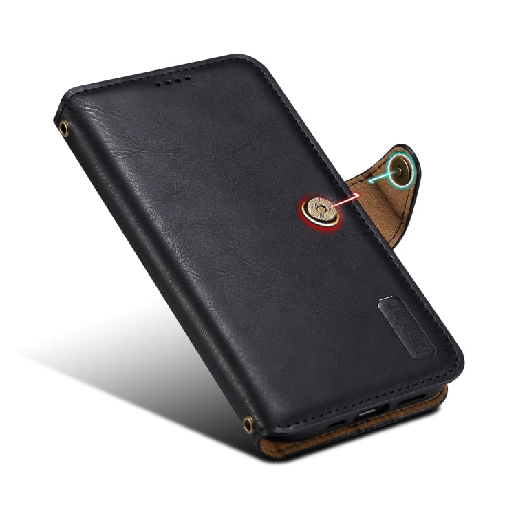 For iPhone 15 Plus Denior Cowhide Texture Wallet Style Leather Phone Case(Black) by Denior