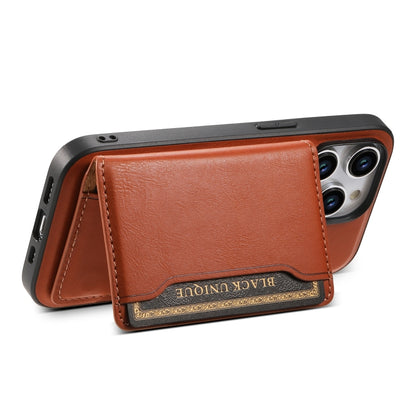 For iPhone 15 Plus Denior Cowhide Texture Leather MagSafe Detachable Wallet Phone Case(Brown) by Denior