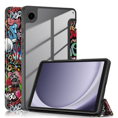 For Samsung Galaxy Tab A11 / A9 Acrylic 3-folding Painted Leather Tablet Case(Graffiti) by bashfashion