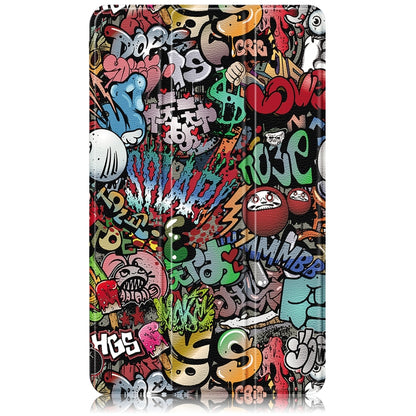 For Samsung Galaxy Tab A11 / A9 Acrylic 3-folding Painted Leather Tablet Case(Graffiti) by bashfashion