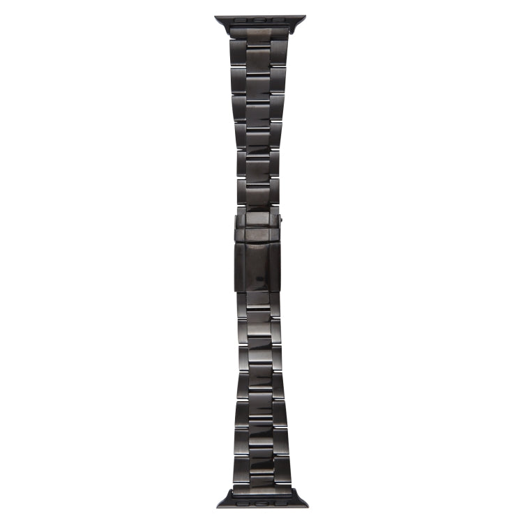 For Apple Watch SE 2023 40mm Three-Bead Stainless Steel Watch Band(Black) by bashfashion