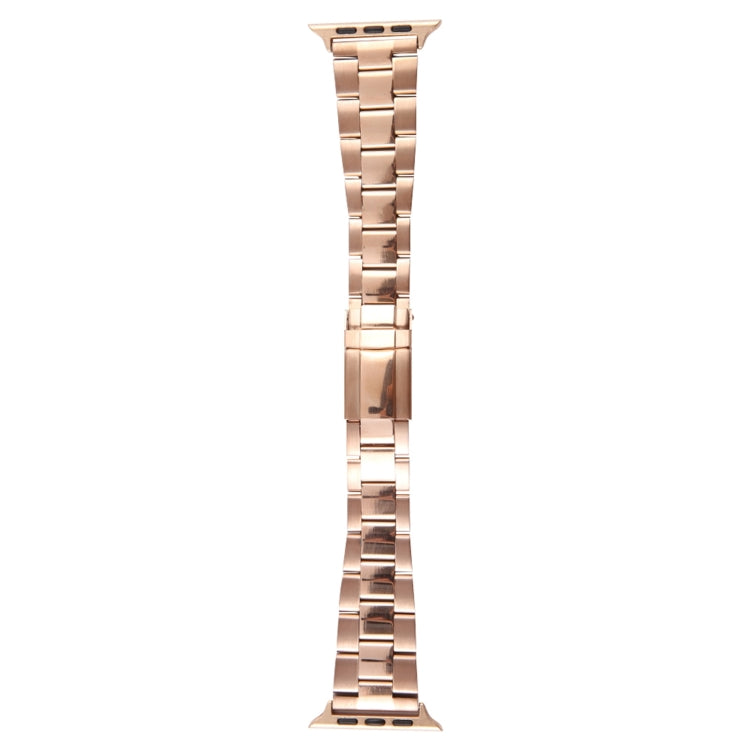 For Apple Watch Series 9 45mm Three-Bead Stainless Steel Watch Band(Rose Gold) by bashfashion