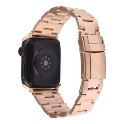 For Apple Watch SE 2022 40mm Three-Bead Stainless Steel Watch Band(Rose Gold) by bashfashion