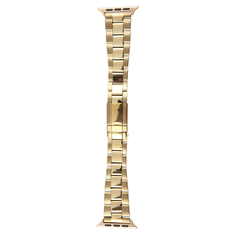 For Apple Watch Series 7 41mm Three-Bead Stainless Steel Watch Band(Gold) by bashfashion