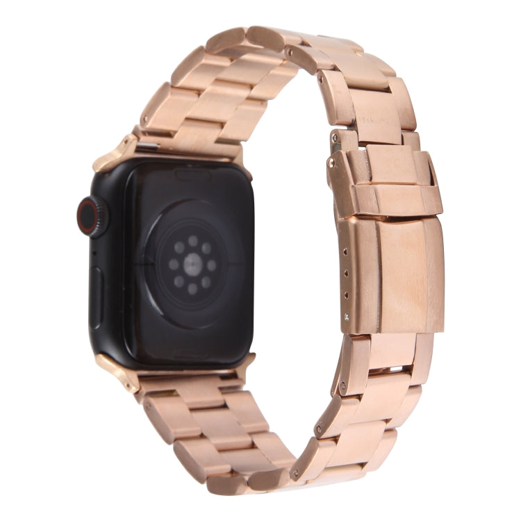 For Apple Watch SE 40mm Three-Bead Stainless Steel Watch Band(Rose Gold) by bashfashion