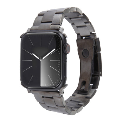 For Apple Watch SE 40mm Three-Bead Stainless Steel Watch Band(Gun Color) by bashfashion