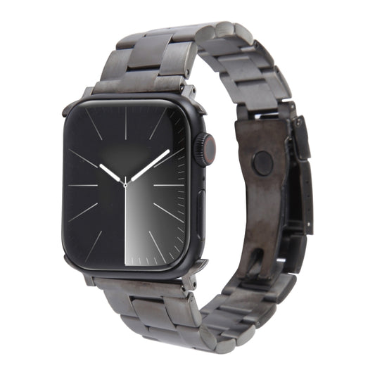 For Apple Watch Series 6 44mm Three-Bead Stainless Steel Watch Band(Gun Color) by bashfashion