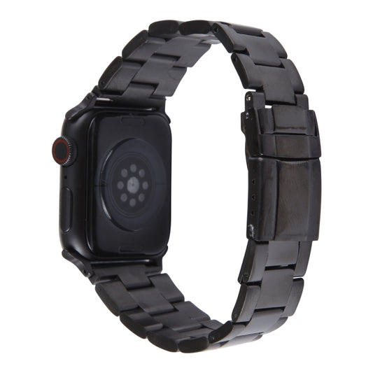 For Apple Watch Series 2 38mm Three-Bead Stainless Steel Watch Band(Black) by bashfashion