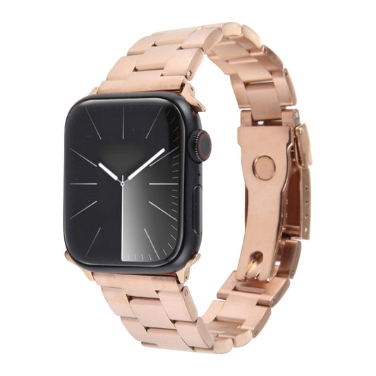 For Apple Watch Series 2 38mm Three-Bead Stainless Steel Watch Band(Rose Gold) by bashfashion