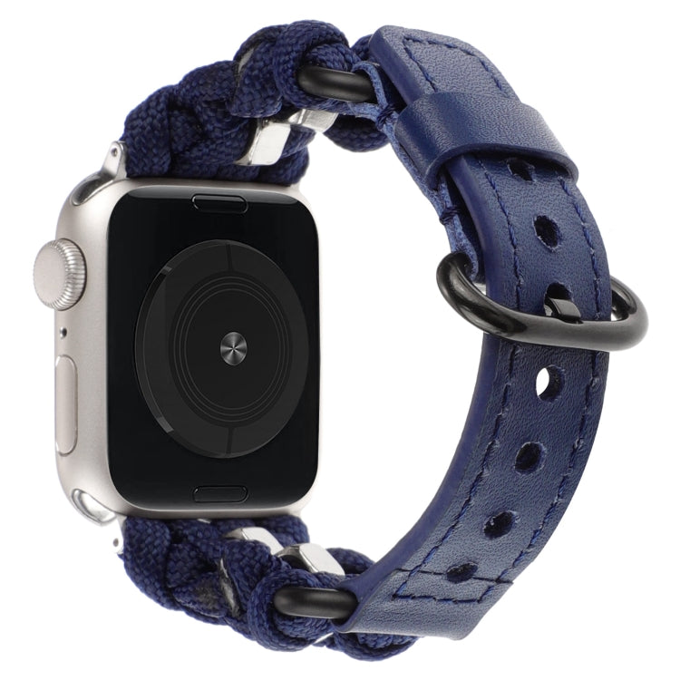 For Apple Watch Series 4 40mm Paracord Genuine Leather Watch Band(Royal Blue) by bashfashion