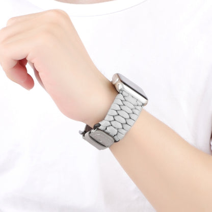 For Apple Watch Series 8 45mm Plain Paracord Genuine Leather Watch Band(Grey) by bashfashion