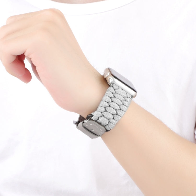 For Apple Watch Series 2 38mm Plain Paracord Genuine Leather Watch Band(Grey) by bashfashion
