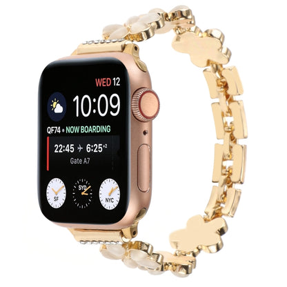 For Apple Watch Series 8 45mm 5-petaled Flower Zinc Alloy Chain Watch Band(Gold) by bashfashion